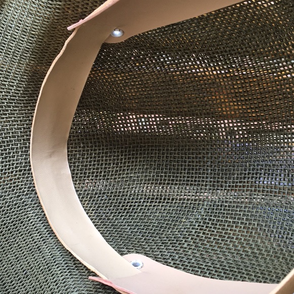 Olive drab safari pith hat mesh adjustable leather strap sun cap wide brim - Picture 8 of 12